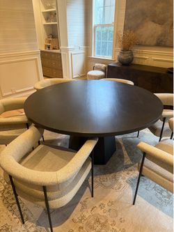 60” Round Espresso Brown Wood Kathy Kuo Home Dining Table
