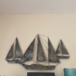 Distress Metal Sailboat Wall Art