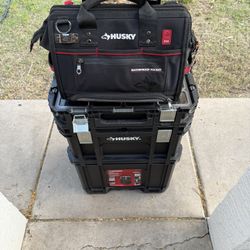 Husky Stackable Tool Box With Hand Tool Bag 