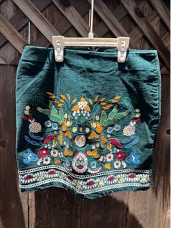 Green corduroy, denim green and denim black skirt how