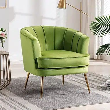 Set of 2–Latulip Velvet Armchairs, Color Green Grass Brand New