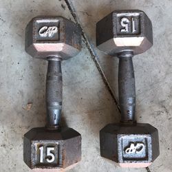 2-15lbs Cast Iron Hex Dumbbells