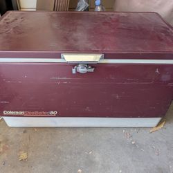 Vintage Coleman Steel Belted 80 Cooler – Large Camping Ice Chest