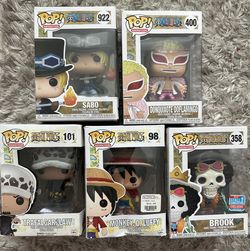 One Piece Pop Funko Law, Luffy, Brook, Sabo, Do Flamingo