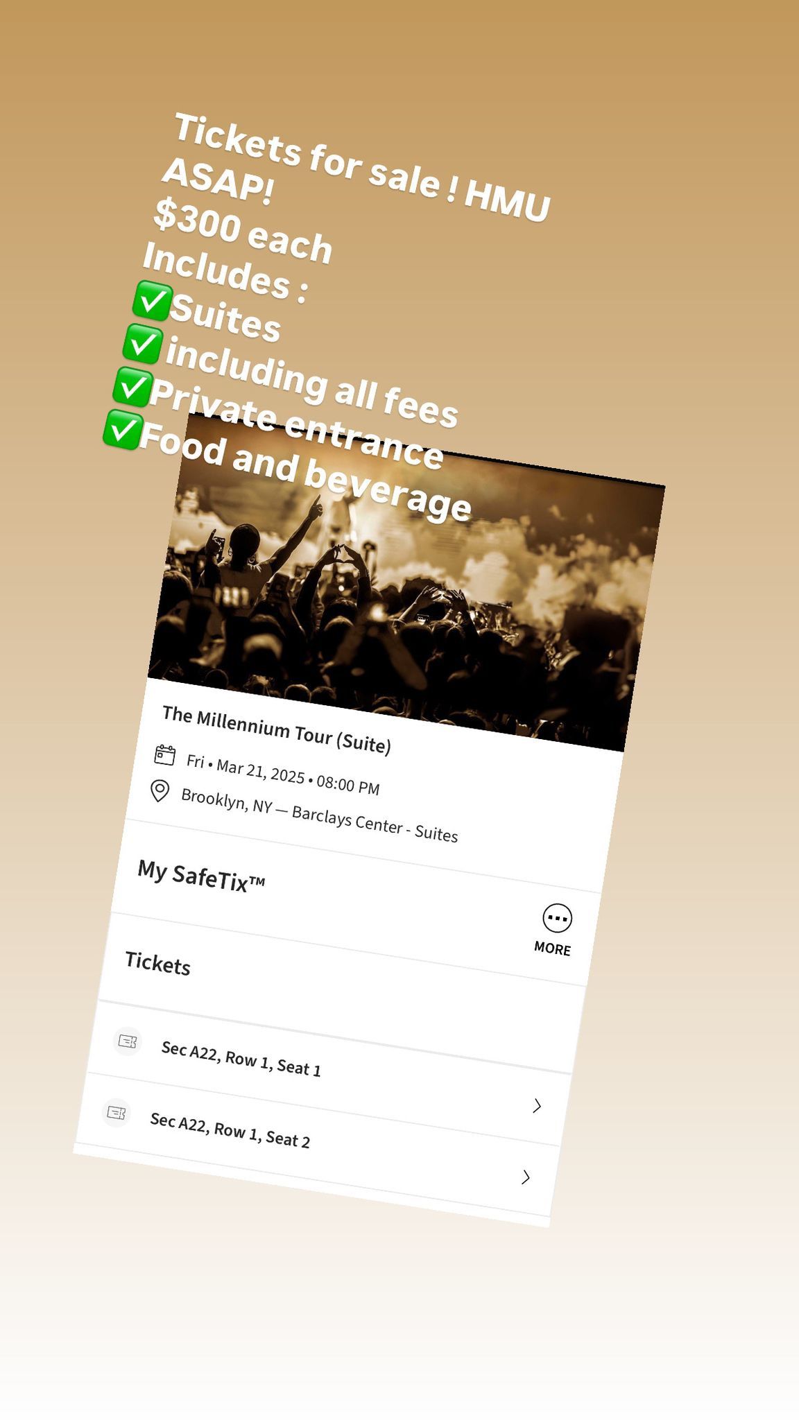Millennium Tour 2 Suite Tickets