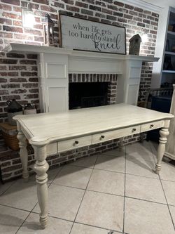 Gorgeous Refinished Writing Table / Large Desk / Dining Table with drawers