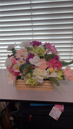 Artificial Flower Arrangement in Wood Box