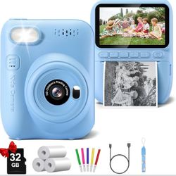 Kids Instant Print Camera 32GB – HD Digital Camera w/ Photo Printing, Blue
