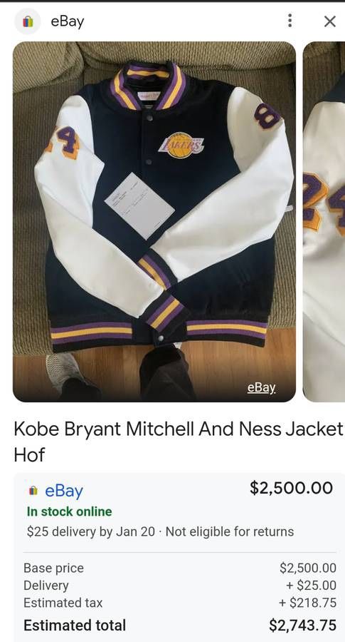 KOBE BRYANT MITCHELL AND NESS HALL OF FAME JACKET 3XL π π