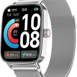 Men's Women's Smartwatch, 1.8 Inch HD Smartwatch Compatible with iPhone/Samsung/Android (Receive/Make Calls), More than 100 Sports Modes Fitness Track
