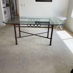 Glass And Metal Dining Table