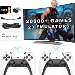 2025 Upgraded Ver. | New Tv Gaming System | Plug & Play Video TV Game 4K Ultra HD with 20,000+ Games Built-in, 9 Emulators & Wireless 2 Controllers
