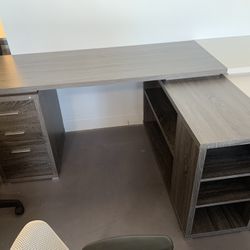Desk L Shape 60”x48” Gray , White New! Sale