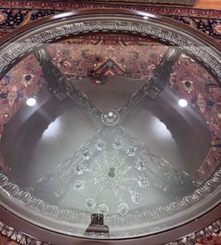 Round Glass Top Coffee Table with Ornate Frame