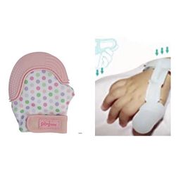 NWOT Silicon Baby Teething Mitten & Thumb Sucking Bundle