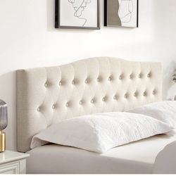 Tufted Upholstered Headboard Queen Size, Sturdy and Durable Solid Wood Bed headboard, Fabric Headboard Adjustable Height from 37” to 51”, (Firm Price 