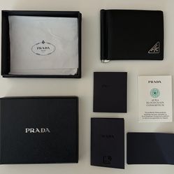 Prada Saffiano Leather Wallet with Money Clip, Authentic, Lightly Used