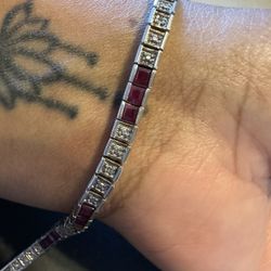 Sterling Silver Bracelet With Ruby 
