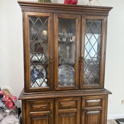 Vintage China Cabinet Good Condition Antique Real Wood Moving Sale 