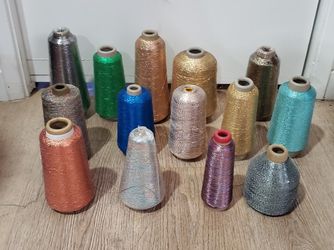 Large Cones of Shiny Metallic Embroidery/Knitting Thread