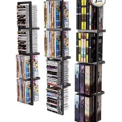 Metal Media Storage Rack 3 Piece Set Size 34 x 6.28 x 0.99 inche (Black)