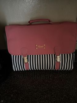 Pink Black & White stripe computer Bag.