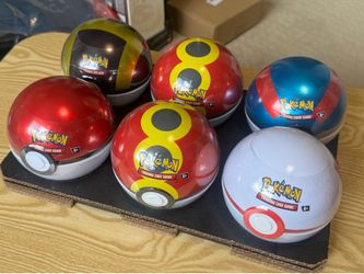 Set of 6 Poke Ball Tins (3 Booster Packs In Each) SEALED