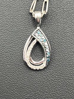925 sterling silver necklace chain Figaro link 21.5” with fluorite stones