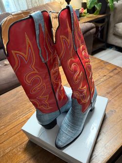 Red turquoise boots