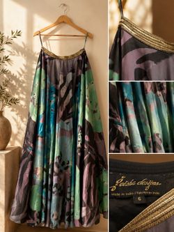 Anthropologie Geisha Designs Silk Blend Maxi skirt / Statement Abstract Print