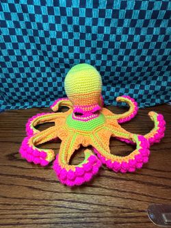 Unique Gift Rainbow Sherbet Handmade Crocheted Octopus Stuffed animal LAYAWAY AVAILABLE