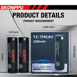 4V 2-Pack Battery for Milwaukee Flashlight and More Powertools,for 48-11-2131 Redlithium Lithium-Ion Milwaukee Headlamp Battery with Fast Charging.