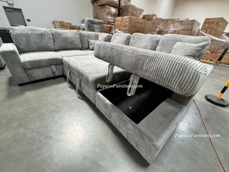 NEW LARGE U Shape Light Grey Fabric Sectional Sofa and Storage Chaise Lounge Pullout Sleeper Bed Sofa bed Big SALE Black Ivory White Beige Gray color