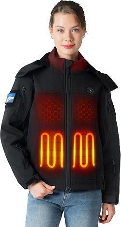 Professional Women's Heated Jacket with 12000mAh Large Capacity Battery Pack, Medium, Regular, Regular, Standard, Black