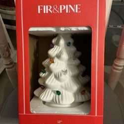 Beautiful White Ceramic Light Up Tree 12”