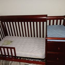 4 In One Kids Bed With Changing Table And Pad