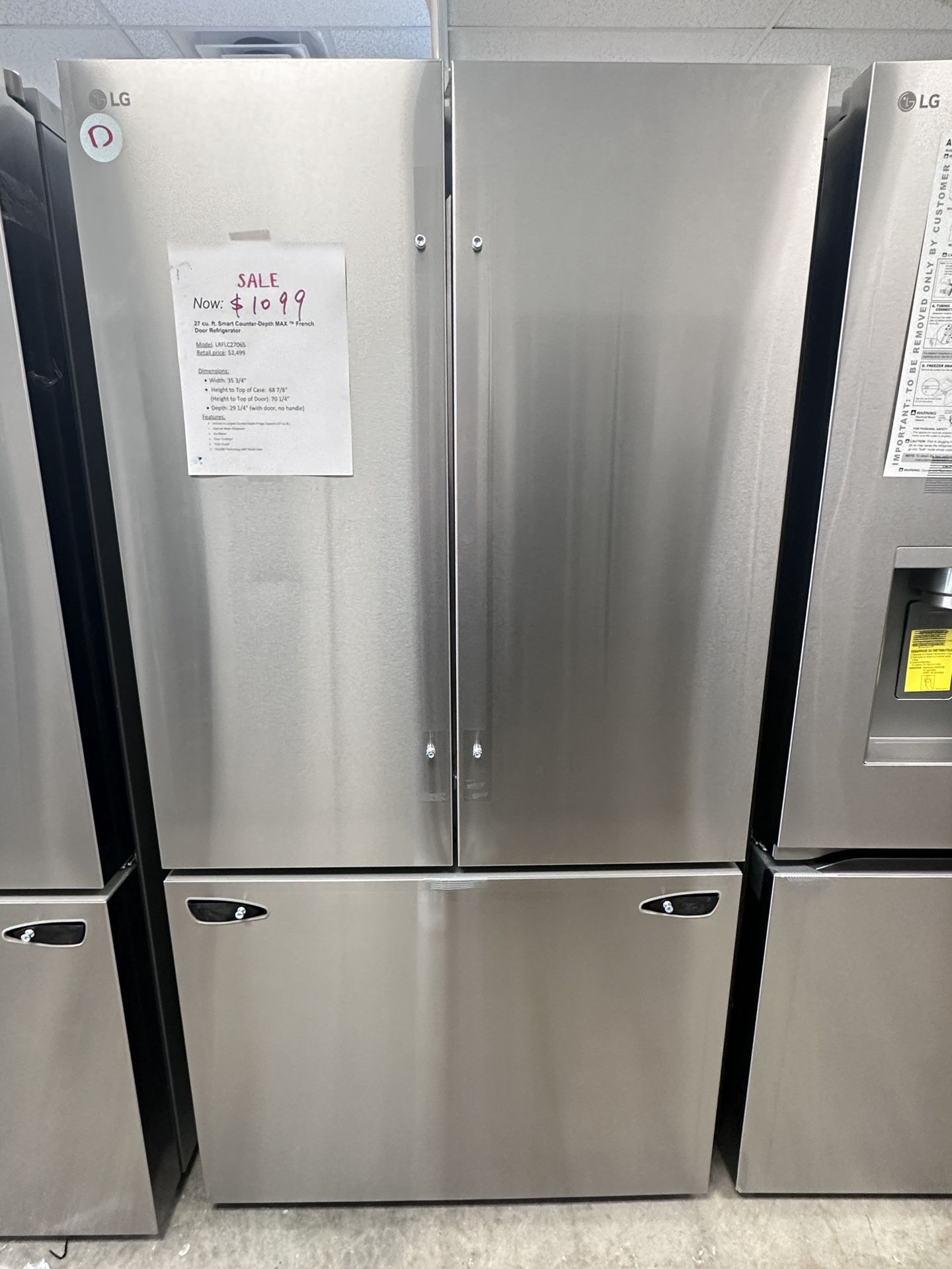 Unused LG 27cu Counter Depth Max Refrige