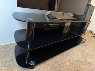 Glass TV stand.