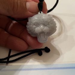 Natural  Jade  Carved  Tiger  Head  Pendant 