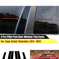 6 Pcs B-Pillar Door window Trim Cover For Jeep Grand Cherokee 2011-2021, Not Molding