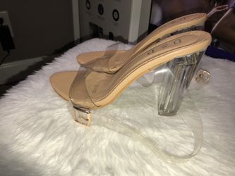 Nude clear heels