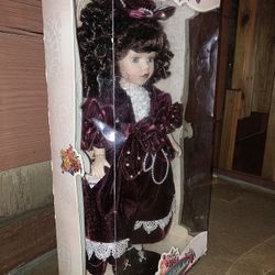 Melissa Jane Limited Edition Vintage “98 Genuine Porcelain Doll (Wood Stand, Key, Certificate Included/$22)