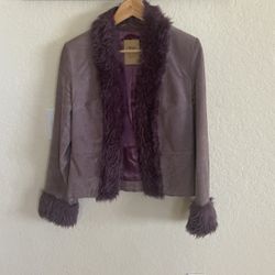 Vintage Leather S Size Jacket Purple 