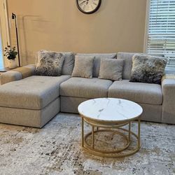 American Signature Furniture Sofa with Chaise and matching Safavieh Carpet