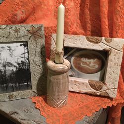 Ceramic Frames & Wooden Candleholder