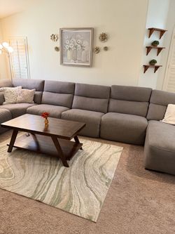 Large Gray Fabric Sectional Sofa