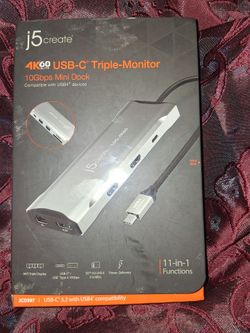 J5create 4k60 USB-C Triple-Monitor 10Gbs Mini Dock