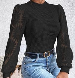 Women’s waffle knit & lace blouses