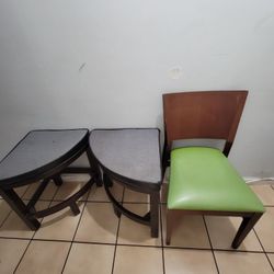 Wooden Leather Chairs And Stools