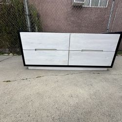 CB2 Beaufort White Washed Wood Low Dresser Chest Of Drawers Cabinet Media Cabinet